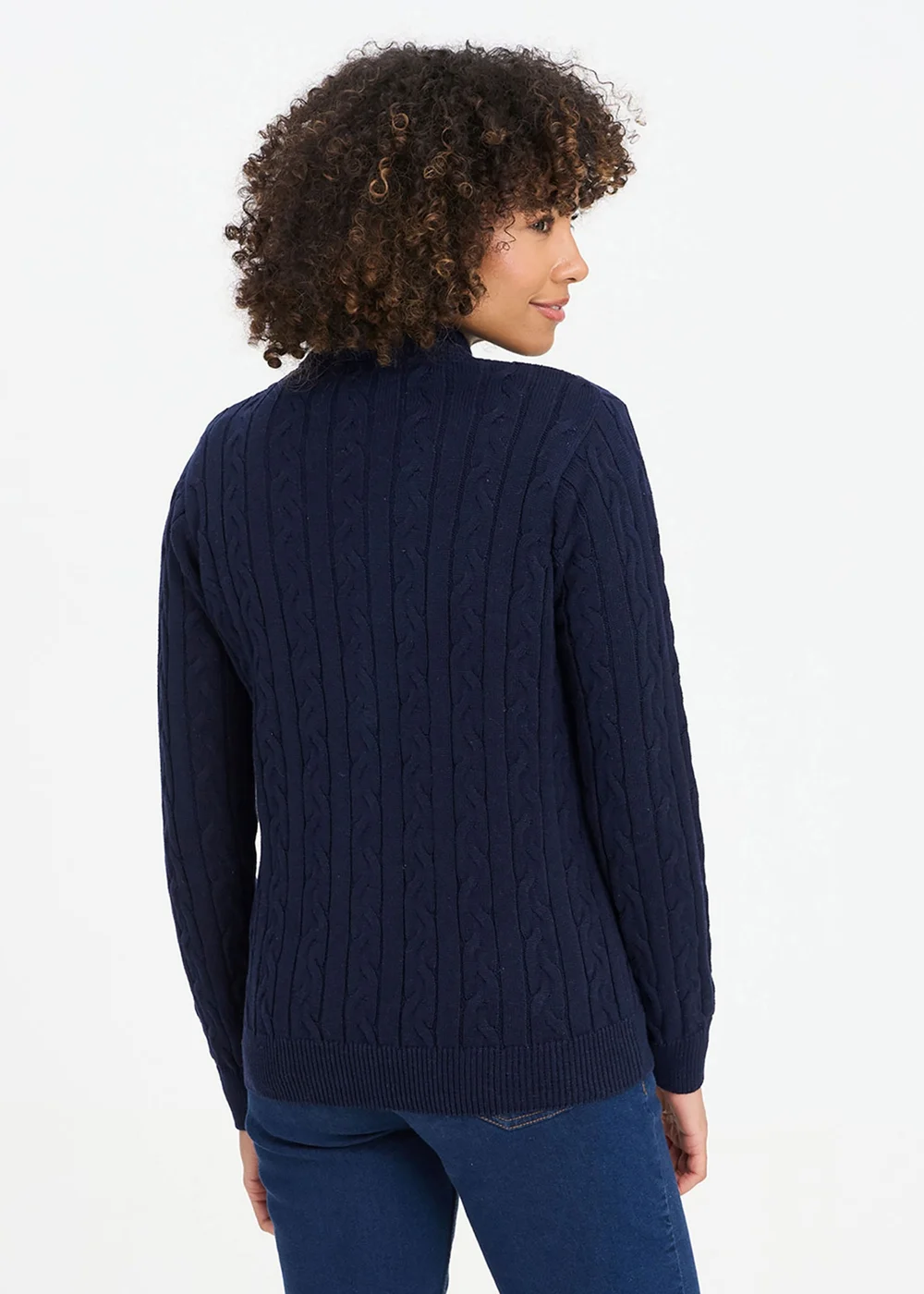 Cotton Traders Ink Cotton Cable Zip Through Cardigan - XS Image 2