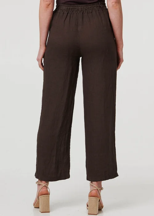 Izabel London Dark Brown High Waist Wide Ankle Length Trousers - 14 Image 3