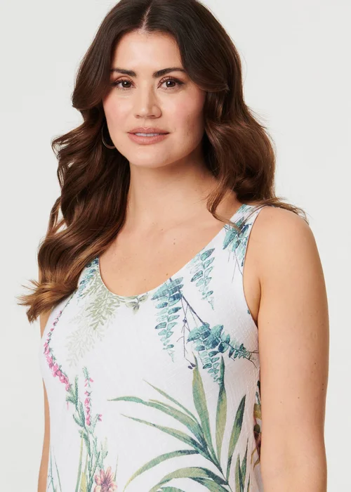 Izabel London Cream Leaf Print Sleeveless Knee Length Dress - 8 Image 4