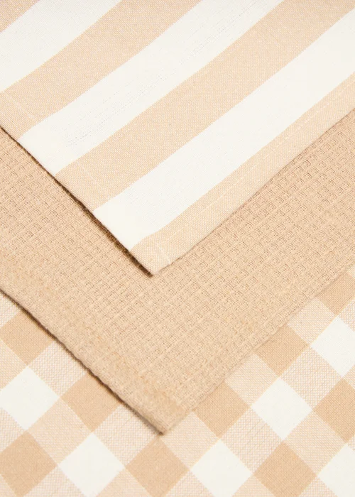 3 Pack Natural Patterned Tea Towels Image 2