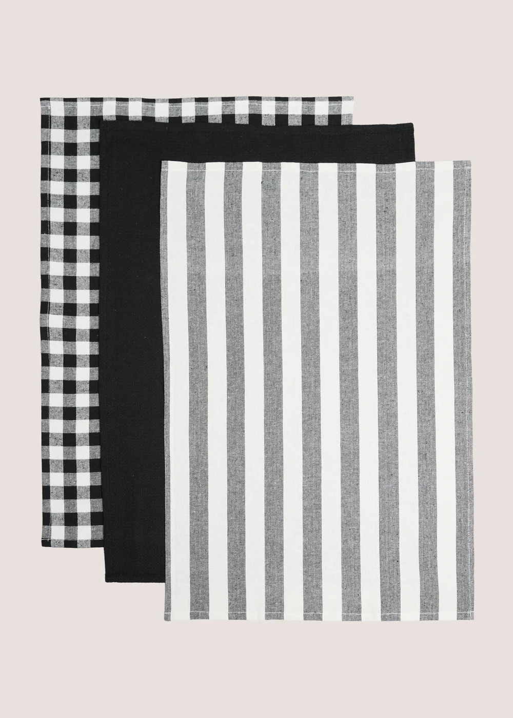 3 Pack Check/Striped Tea Towels Image 1