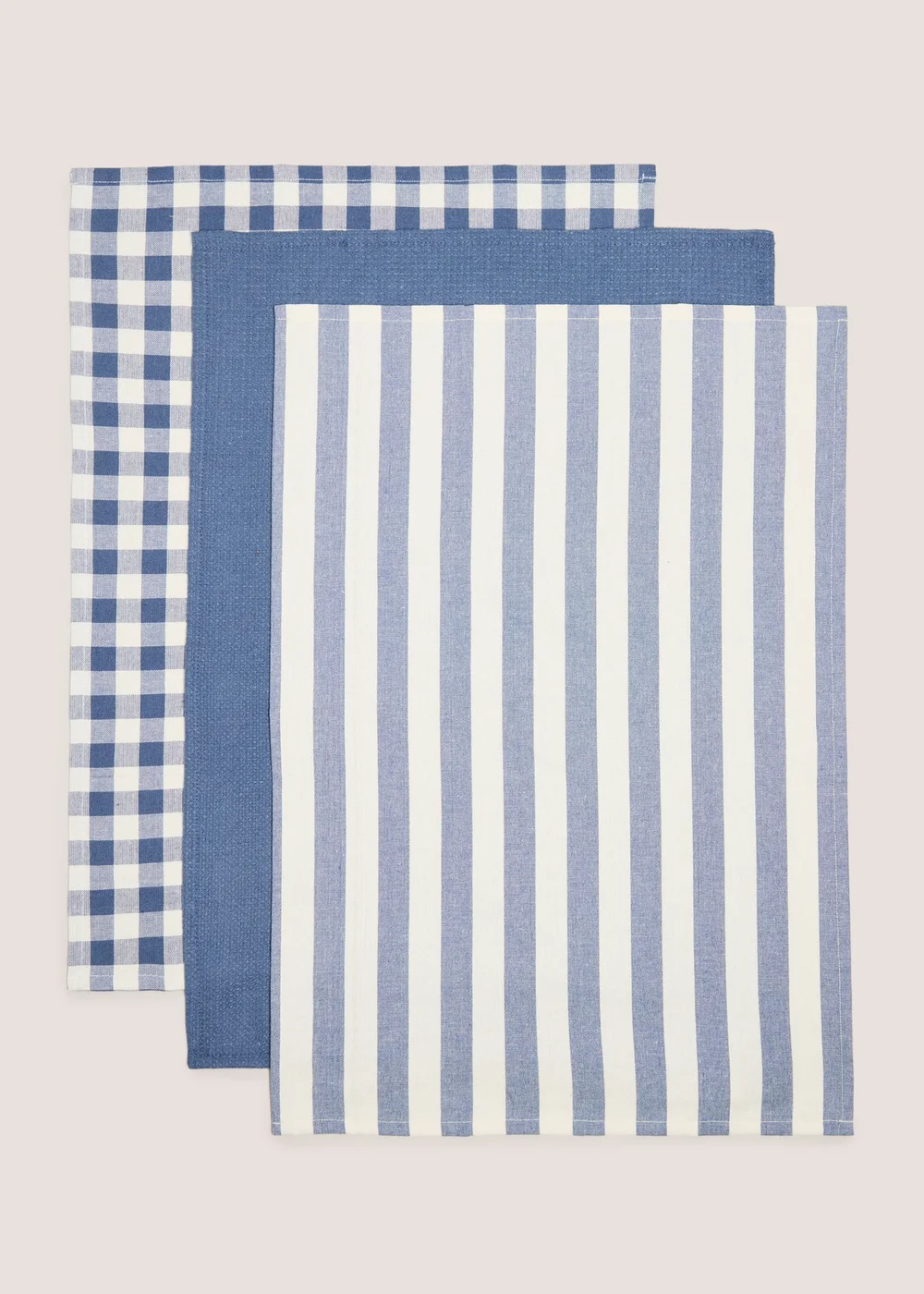 3 Pack Striped & Checked Tea Towels Image 1