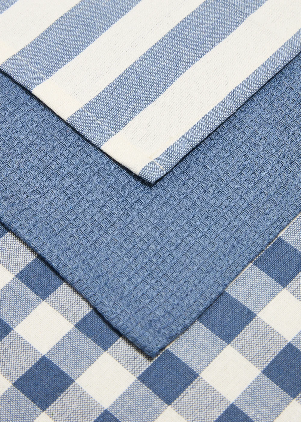 3 Pack Striped & Checked Tea Towels Image 2