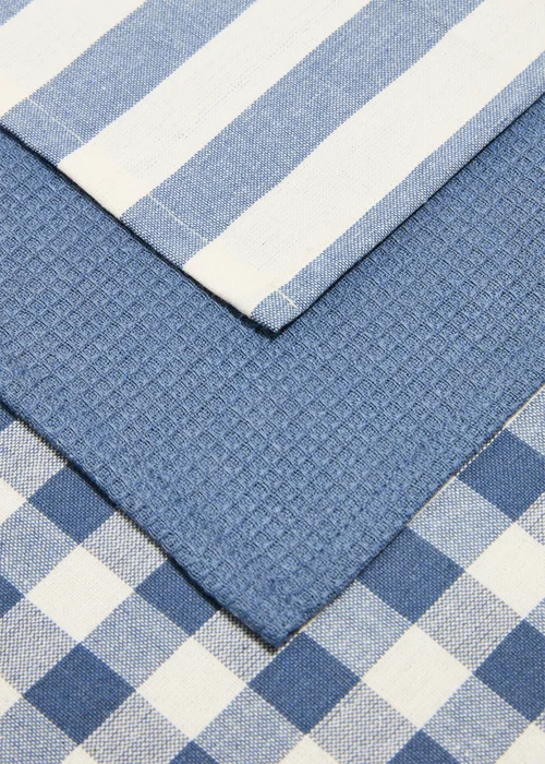 3 Pack Striped & Checked Tea Towels Image 2