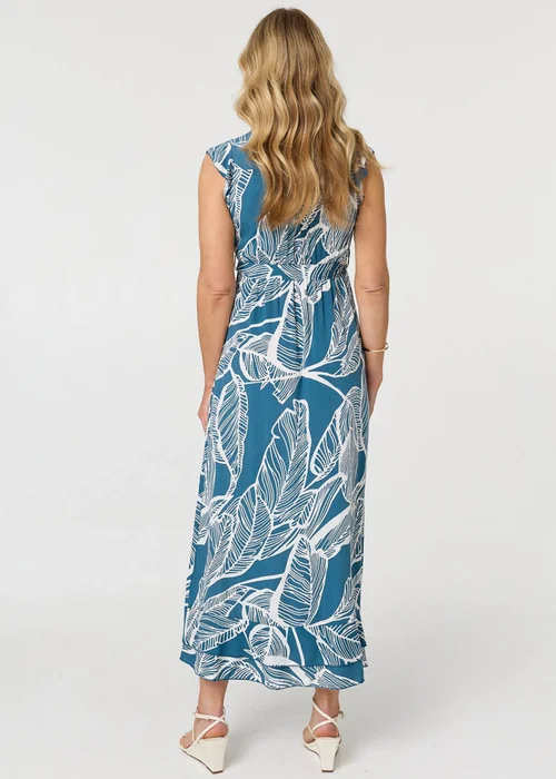 Izabel London Blue Leaf Print Sleeveless Maxi Dress - 12 Image 3