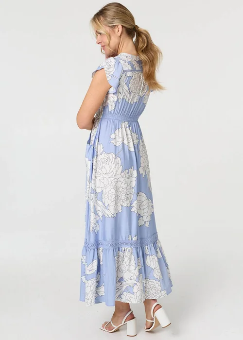 Izabel London Blue Floral Cap Sleeve Button-Up Maxi Dress - 18 Image 3