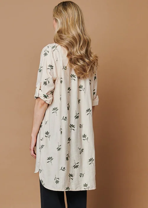 Izabel London Multi Beige Floral Long Sleeve Casual Longline Shirt - 10 Image 3