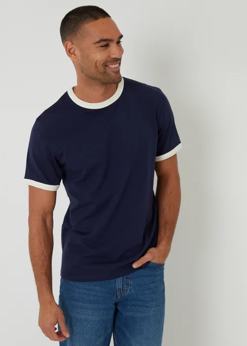Threadbare Navy 2-Pack Cotton Ringer T-Shirts - XL Image 1