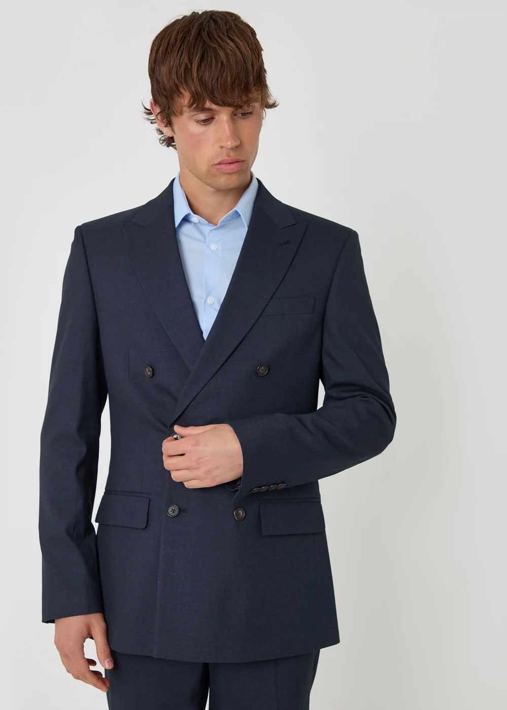 Threadbare Navy Regular Fit Double Breasted Blazer - 46 Chest R Image 1