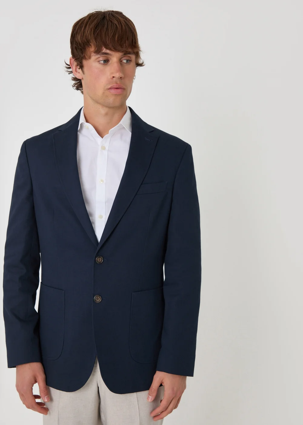Threadbare Navy Regular Fit Cotton Blazer - 2XL Image 1