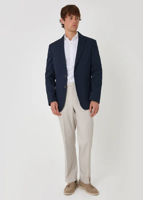 Threadbare Navy Regular Fit Cotton Blazer - 2XL Image 3