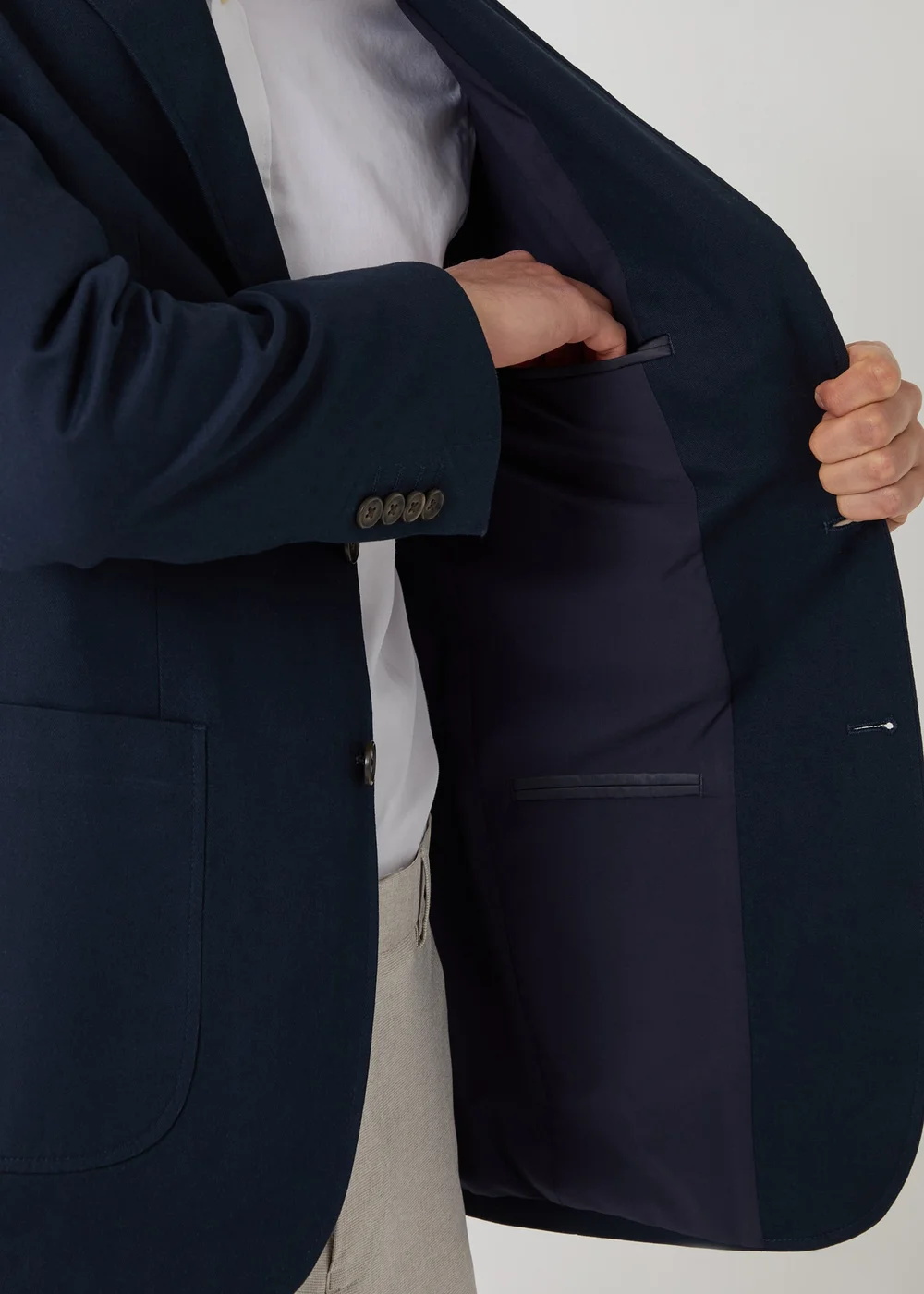 Threadbare Navy Regular Fit Cotton Blazer - 2XL Image 4