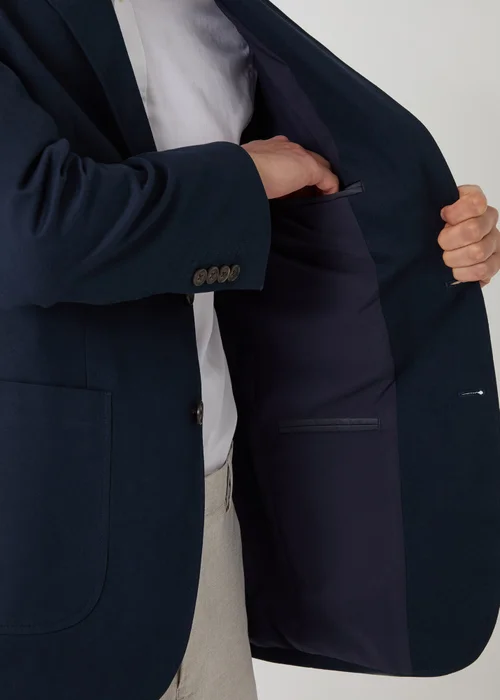 Threadbare Navy Regular Fit Cotton Blazer - 2XL Image 4