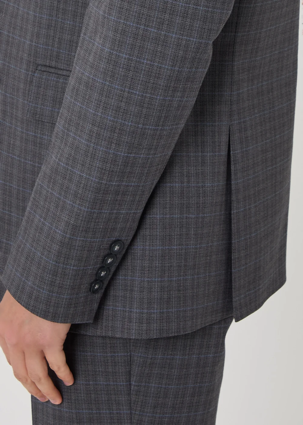 Threadbare Grey Regular Fit Cotton Rich Check Blazer - 38 Chest R Image 5