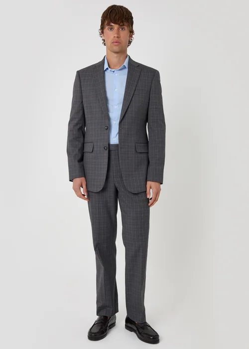 Threadbare Grey Regular Fit Cotton Rich Check Blazer - 38 Chest R Image 3