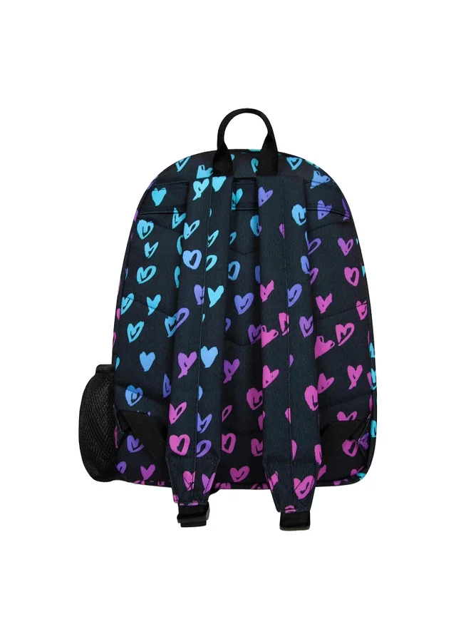 Hype Kids Black Patterned Hearts Adjustable Straps School Backpack