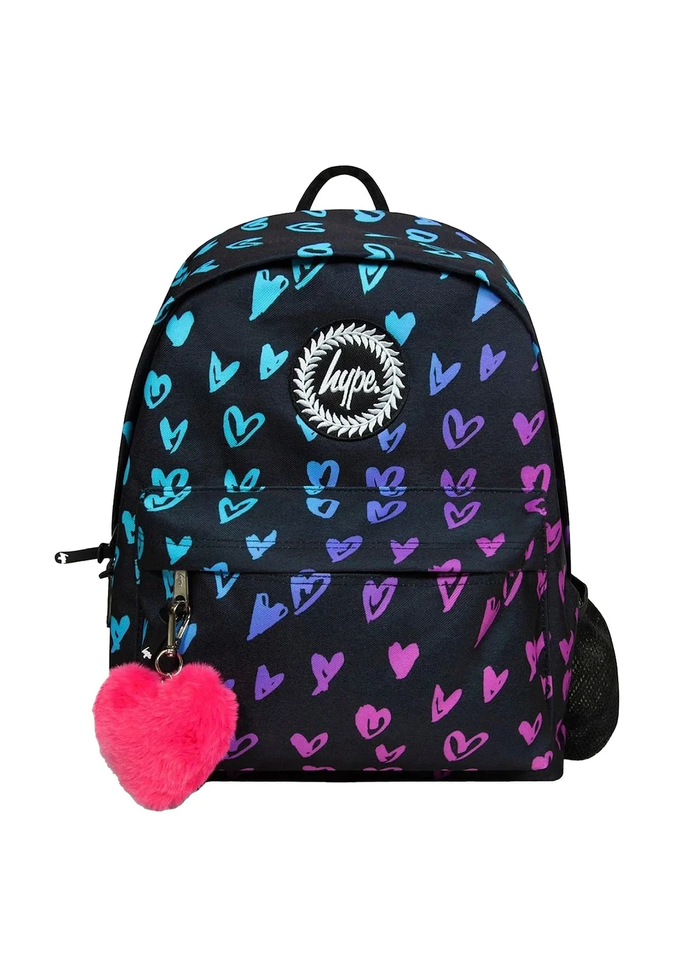 Hype Kids Black Patterned Hearts Adjustable Straps School Backpack - One Size Image 1