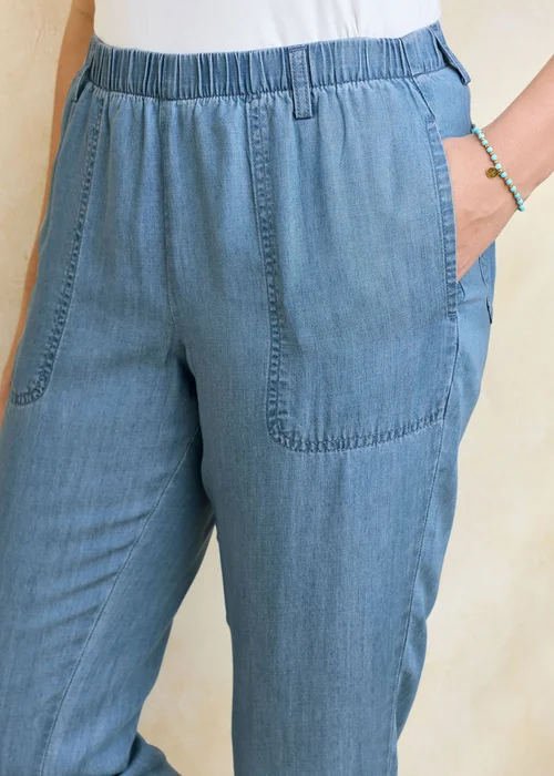 Cotton Traders Stonewash Straight Leg Lyocell Trousers - 12/L29 Image 4