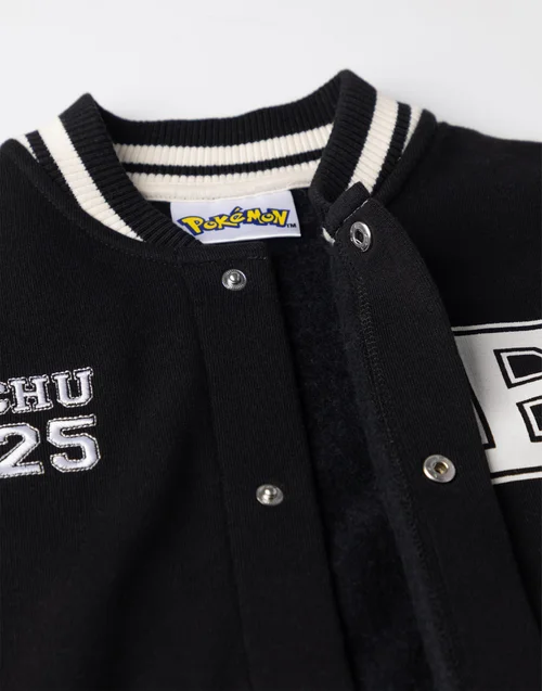 Vanilla Underground Pokemon Boys Black Pikachu Varsity Jacket (4-12 Years) - 11-12 Yrs Image 4