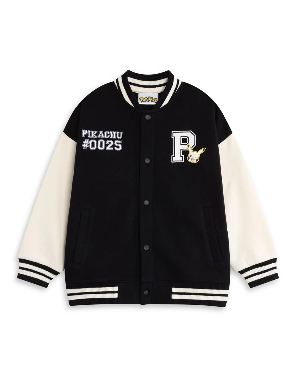 Vanilla Underground Pokemon Boys Black Pikachu Varsity Jacket (4-12 Years) - 11-12 Yrs Image 1