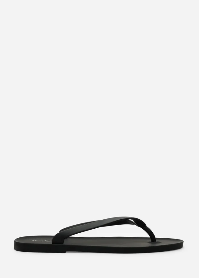 Where's That From Kailany Black Matte Jelly Thong Flip Flop Sandals