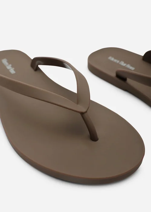 Where's That From Kailany Chocolate Brown Matte Jelly Thong Flip Flop Sandals - 3 Image 4