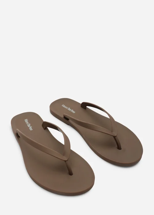 Where's That From Kailany Chocolate Brown Matte Jelly Thong Flip Flop Sandals - 3 Image 3
