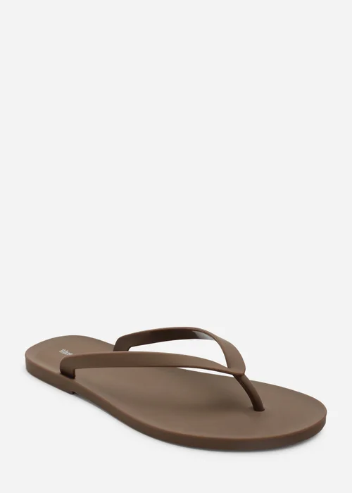 Where's That From Kailany Chocolate Brown Matte Jelly Thong Flip Flop Sandals - 3 Image 1