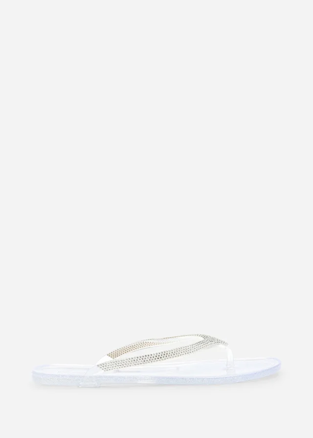 Where's That From Giuliana Clear Glitter Toe Post Flip Flops