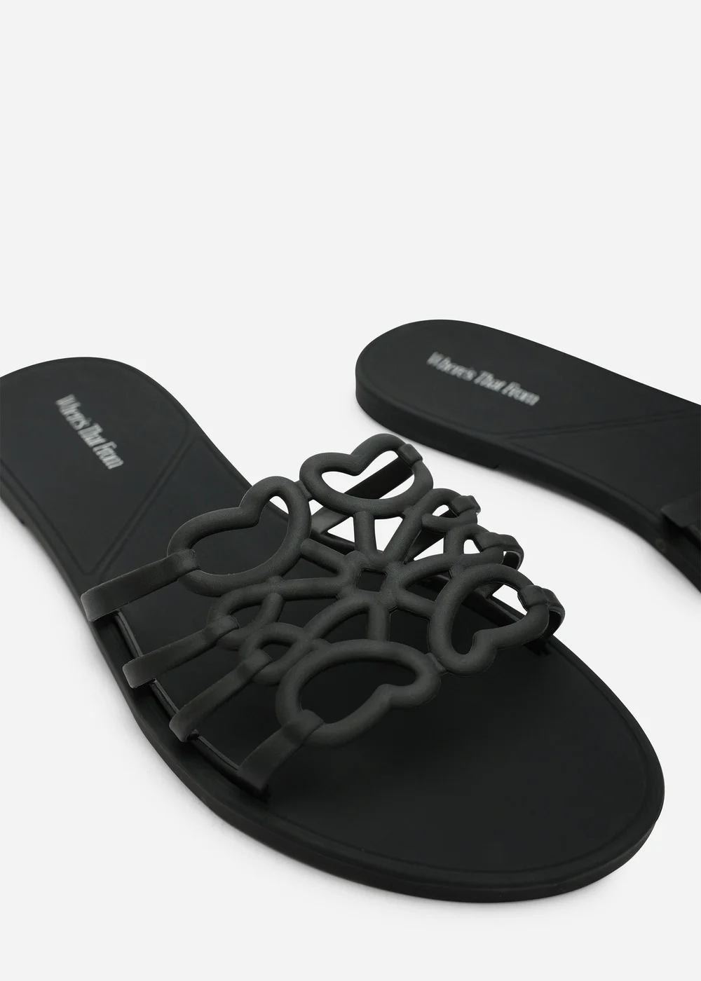 Where's That From Emiliana Black Matte Cut Out Jelly Flat Sandals - 3 Image 5