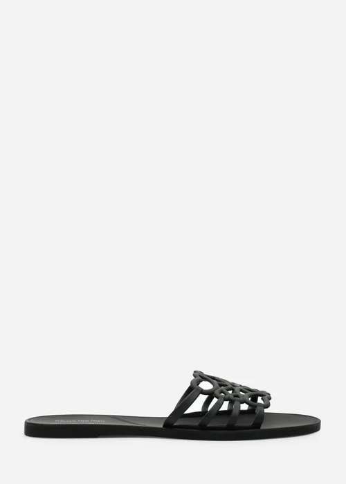Where's That From Emiliana Black Matte Cut Out Jelly Flat Sandals - 3 Image 1