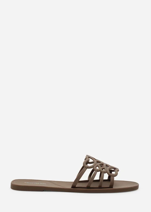 Where's That From Emiliana Chocolate Brown Matte Jelly Flat Sandals - 3 Image 1