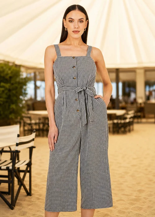Yumi Black Gingham Button Through Jumpsuit - 14 Image 1