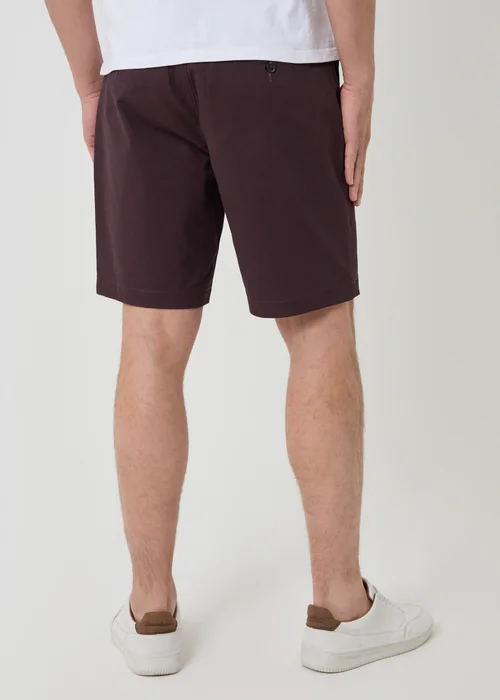 Threadbare Burgundy Patterned Stretch Chino Shorts with Belt - 38 Image 2