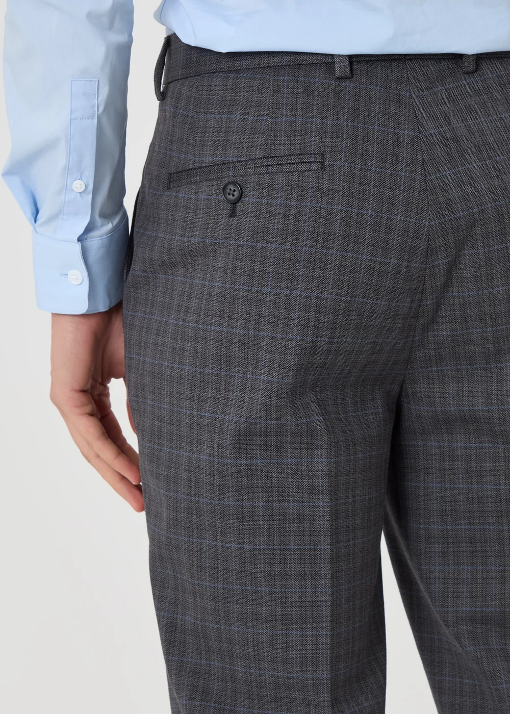 Threadbare Grey Tailored Fit Check Suit Trousers - 38 Image 5