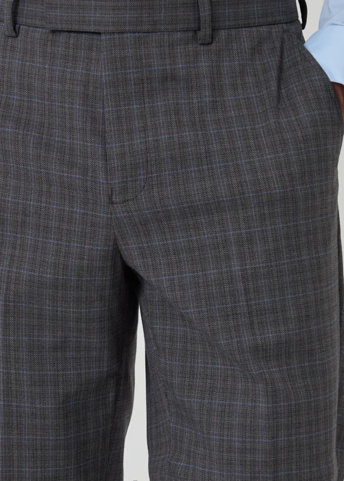 Threadbare Grey Tailored Fit Check Suit Trousers - 38 Image 4
