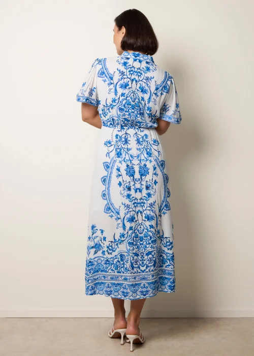 Blue Vanilla Blue Floral Blue Print Drawstring Dress - M Image 4