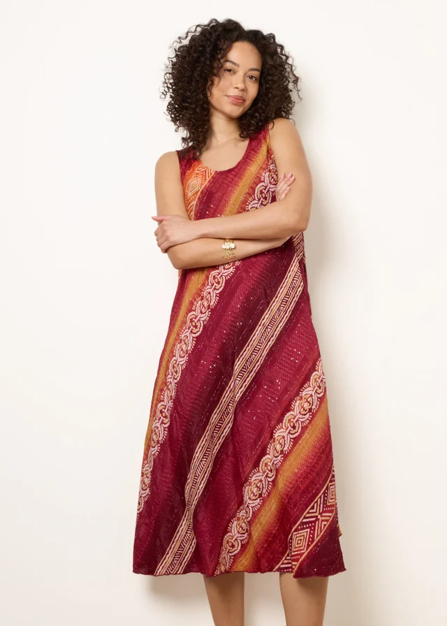 Blue Vanilla Orange Sequin Jacquard Dress