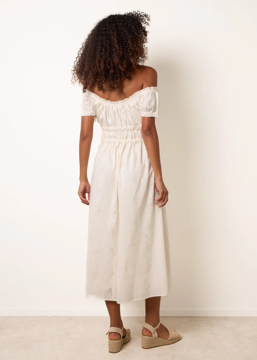Blue Vanilla Ivory Broderie Front Tie Midi Dress - M Image 4