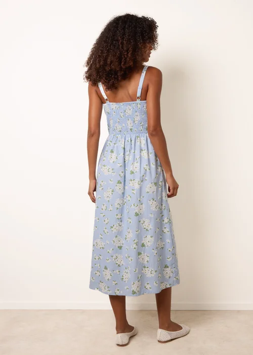 Blue Vanilla Blue Midi Milkmaid Floral Dress - M Image 4