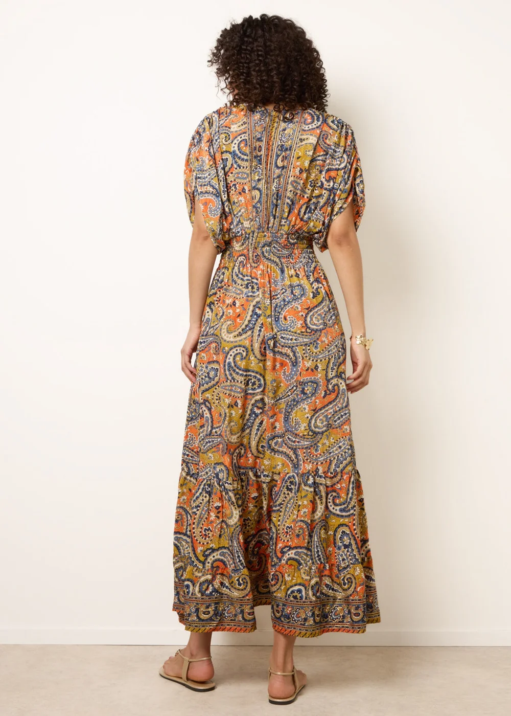 Blue Vanilla Multi Gathered Sleeve V-Neck Maxi Dress - M/L Image 4