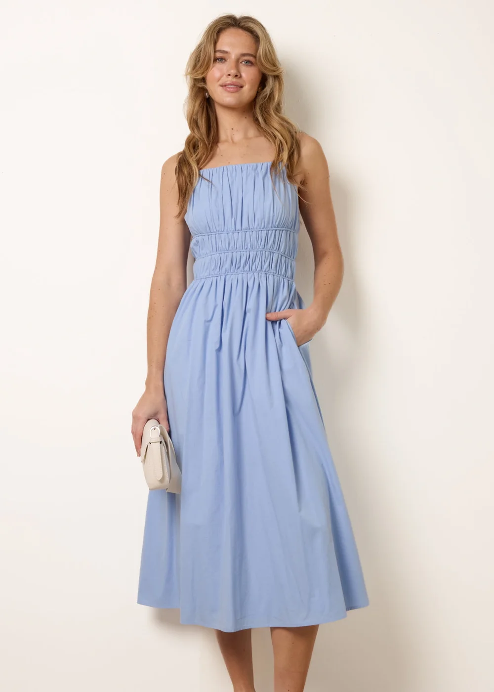 Blue Vanilla Blue Ruched Binding Strappy Midi Dress - L Image 2