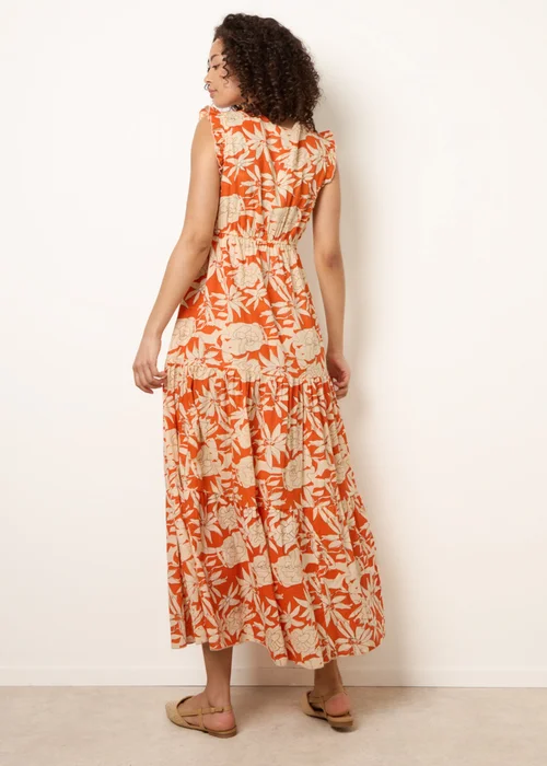 Blue Vanilla Orange Button Frill Sleeve Dress - M Image 4