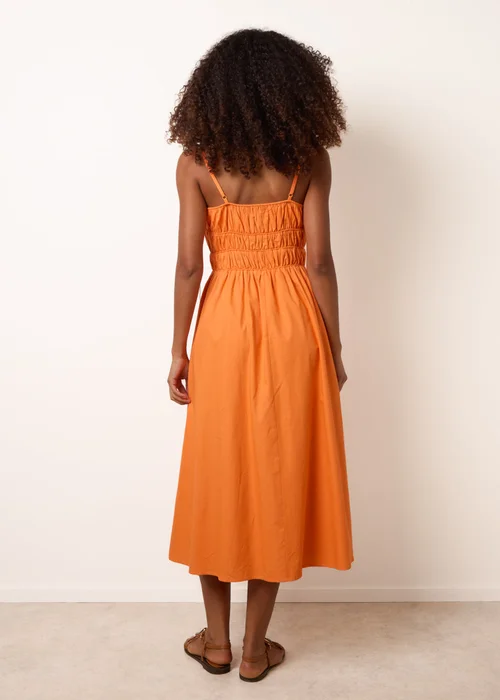 Blue Vanilla Orange Ruched Binding Strappy Midi Dress - M Image 4