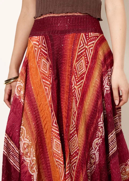 Blue Vanilla Orange Sequin Jacquard Wide Leg Trousers - S/M Image 3