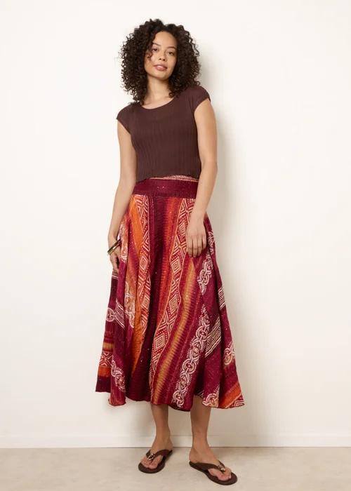 Blue Vanilla Orange Sequin Jacquard Wide Leg Trousers - S/M Image 1