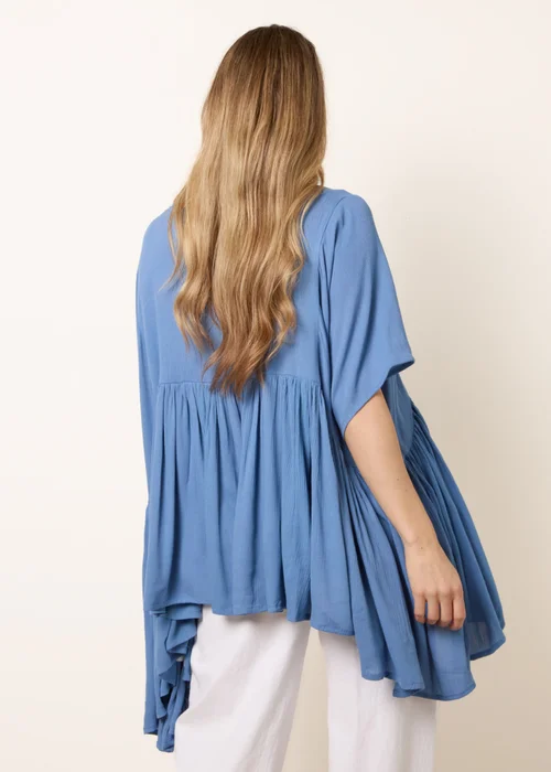 Blue Vanilla Blue Gathered Oversized Top - One Size Image 4
