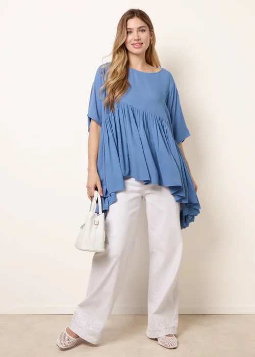 Blue Vanilla Blue Gathered Oversized Top - One Size Image 1