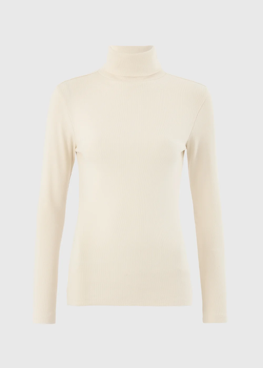 Cream Ribbed Funnel Neck Top - Size 8 Image 3