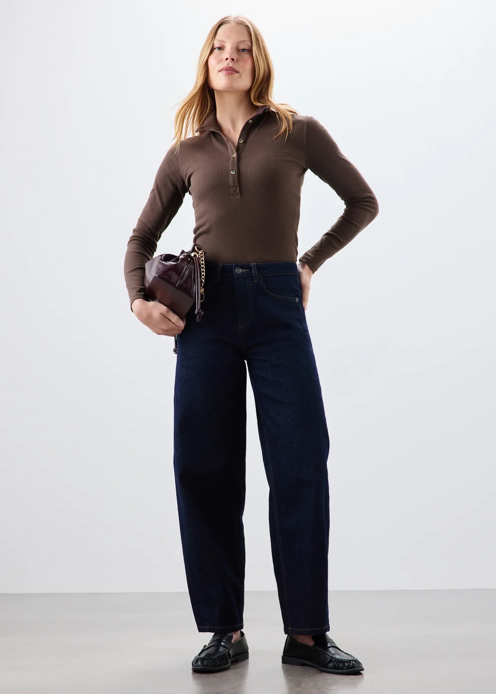 Chocolate Ribbed Funnel Neck Top - 14 Image 4